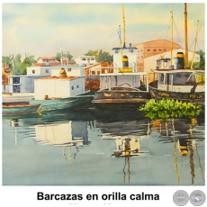 Barcazas en orilla calma - Obra de Emili Aparici
